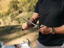 Kit para Churrasco 9" KnifrLab Prime Bull Faca + Garfo + Chaira 10" no Estojo de Madeira