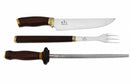 Kit para Churrasco 9" KnifrLab Prime Bull Faca + Garfo + Chaira 10" no Estojo de Madeira